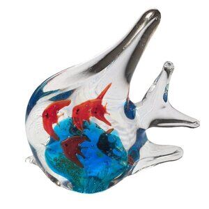 Figural Fish Art Glass Paperweight Aquarium Angelfish Sculpture Figurine Lover
